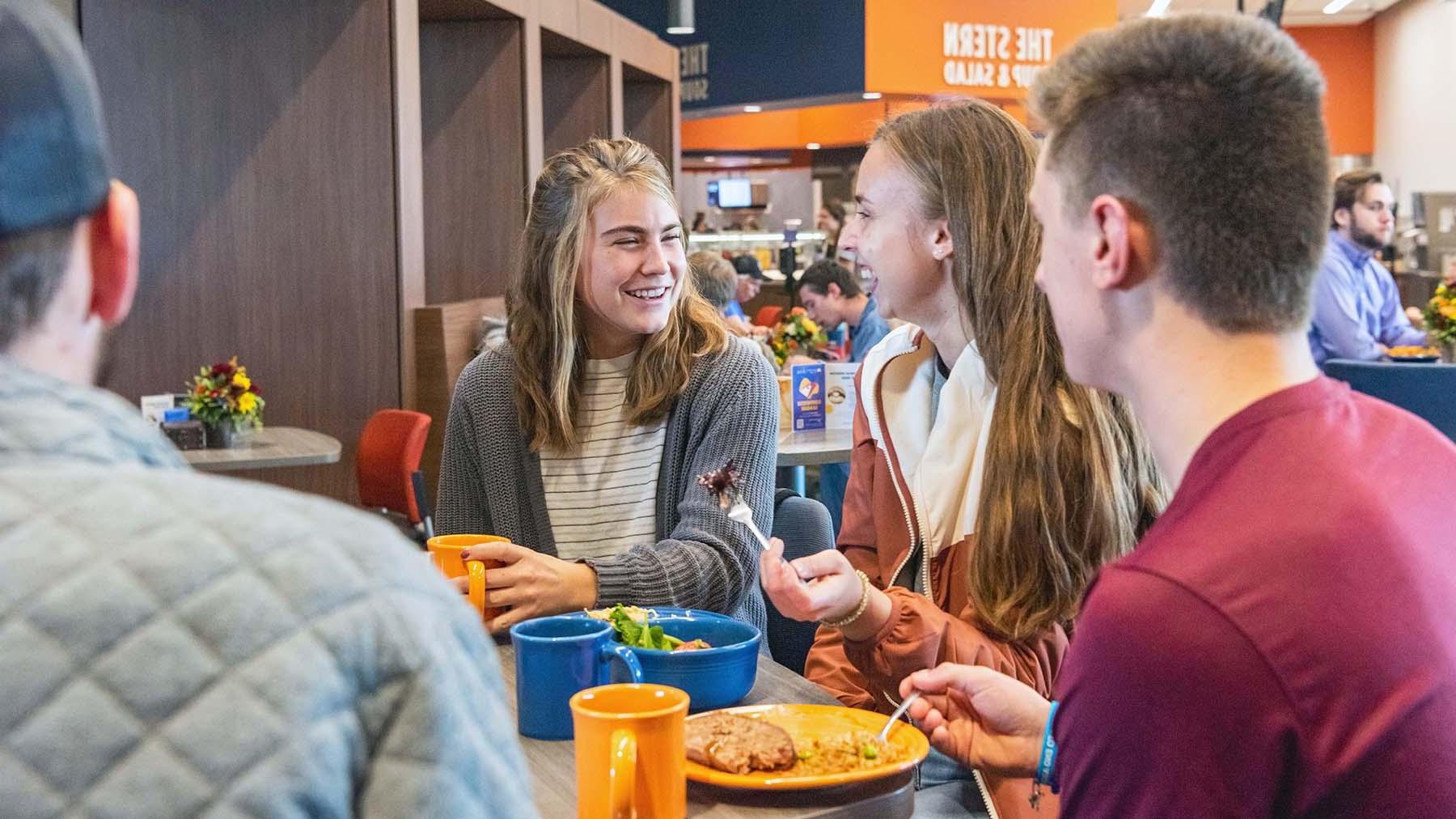 Students enjoying a meal at the Crow's Nest